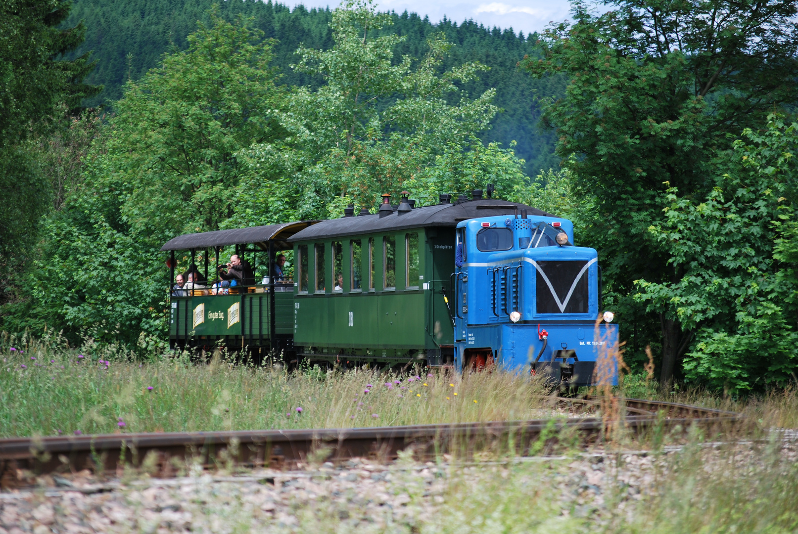 blaue V10c als Gastlock bei der Museumsbahn Schönheide