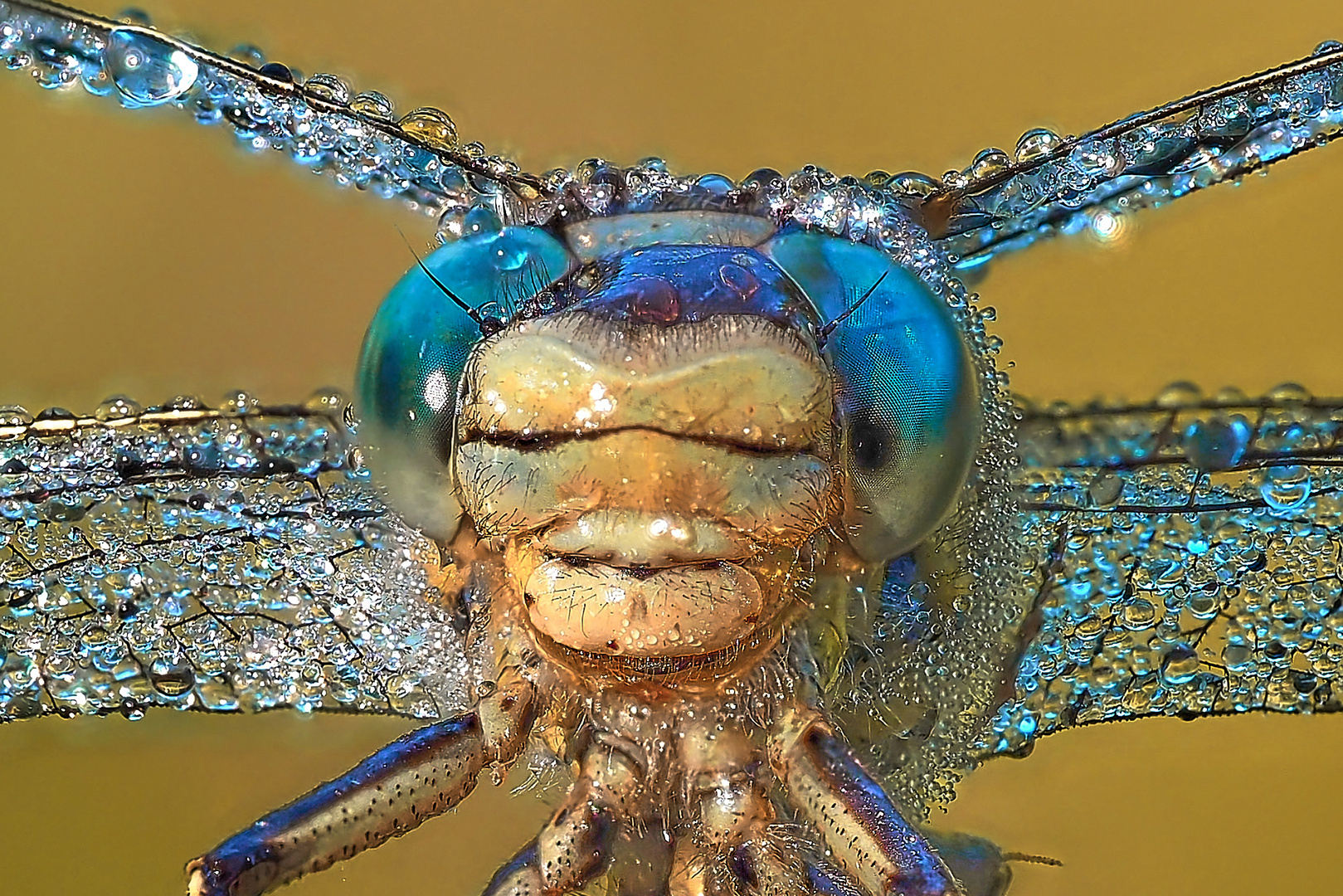 blaue Wassertropfen im Morgenlicht....