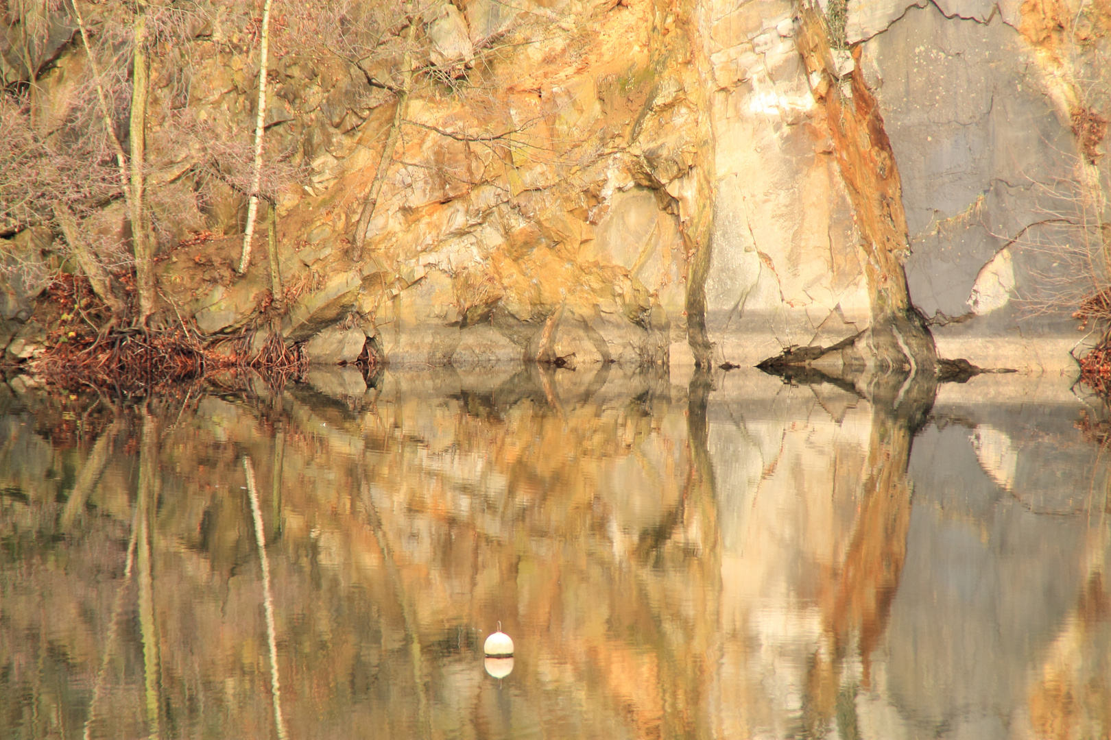 Blauer See mit Uferspiegelung