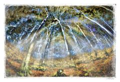 - blauer und surrealer Herbstwald -