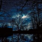 Blauer Vollmond am See