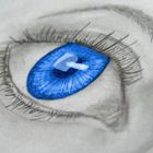 Blaues Auge (Bleistiftzeichung + Kolorierung)