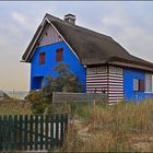 Blaues Haus am Strand