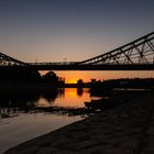 Blaues Wunder Dresden mit Abendrot