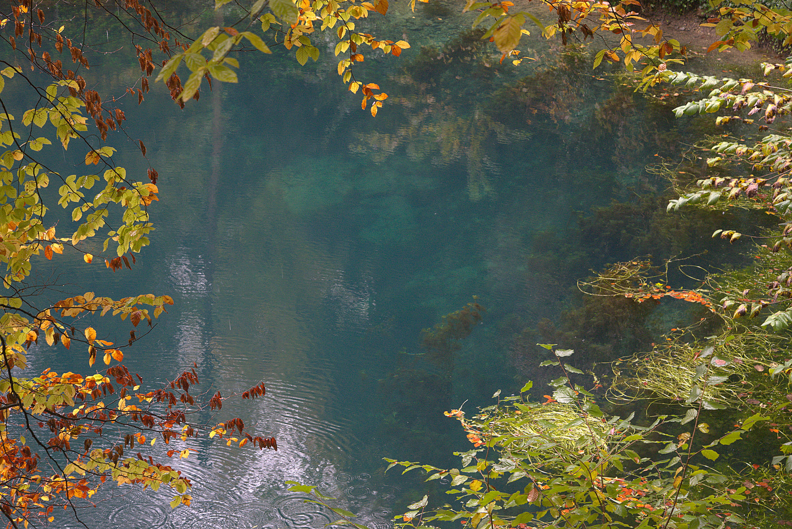 Blautopf im Oktoberregen