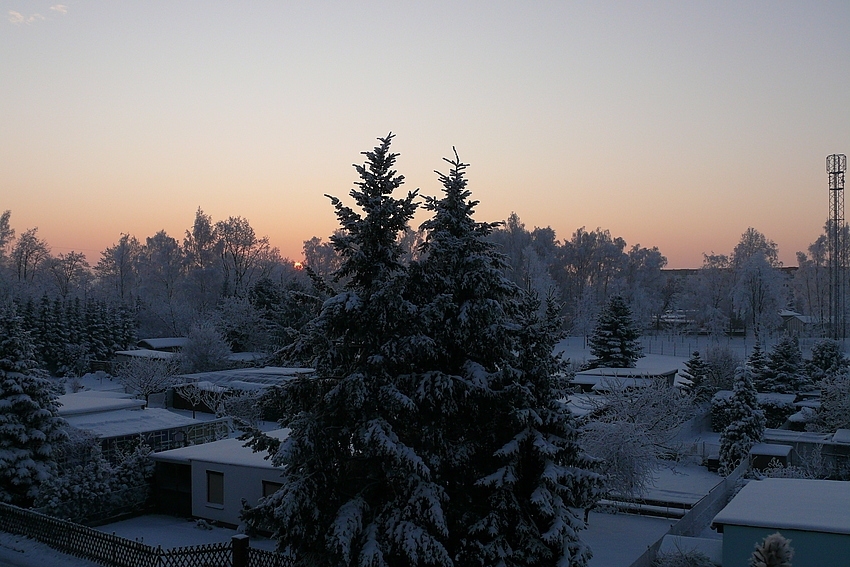 Blick am frühen Morgen von meinem Balkon