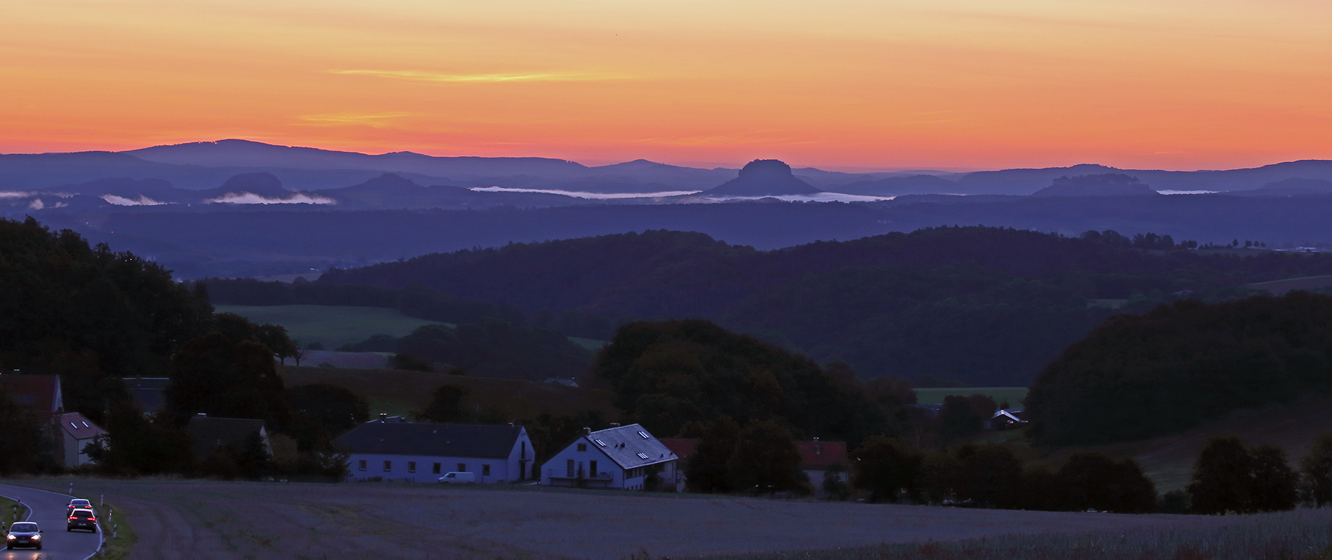 Blick am Morgen in die Sächsische Schweiz...