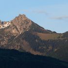 Blick am Morgen vom Balkon auf die Drei Schwestern in Frastanz