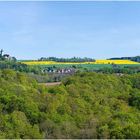 Blick auf Brandenstein und Burg Ranis am Rande der Orlasenke