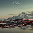 Blick auf Bøstad, Lofoten Norwegen