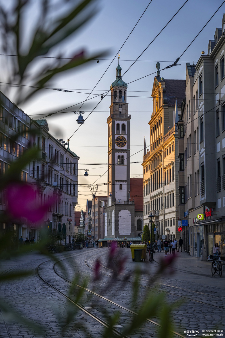 Blick auf das Augsburger Rathaus und Perlachturm