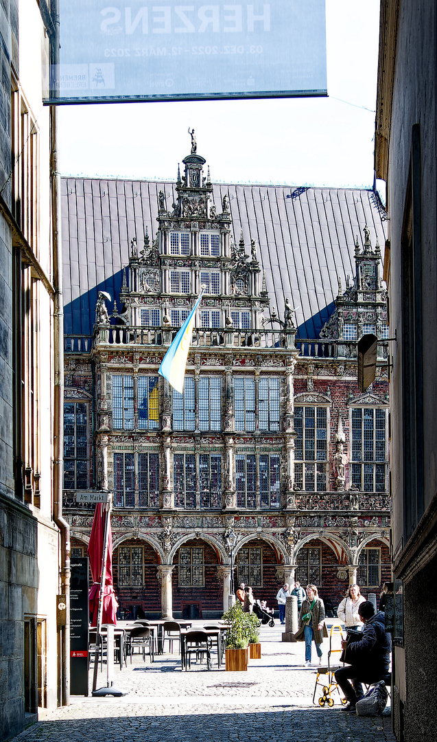 Blick auf das Bremer Rathaus von der Böttgerstrasse aus