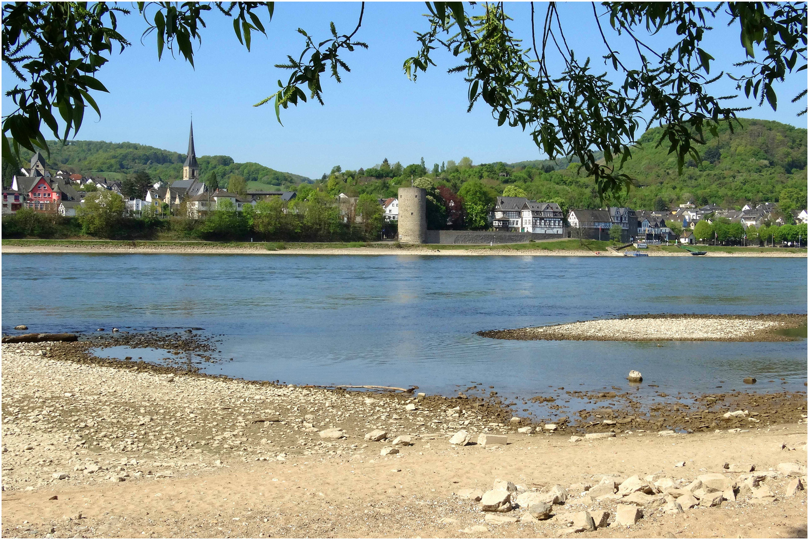 Blick auf das Gestade von Rhens am Rhein