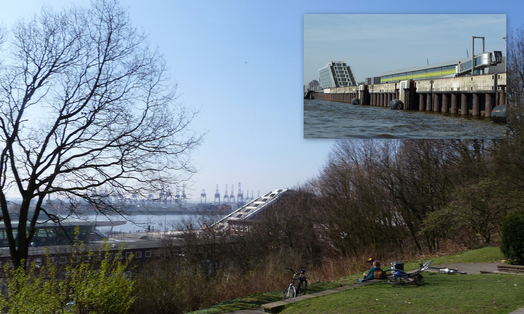 blick auf das hamburgcruisecenter altona . .