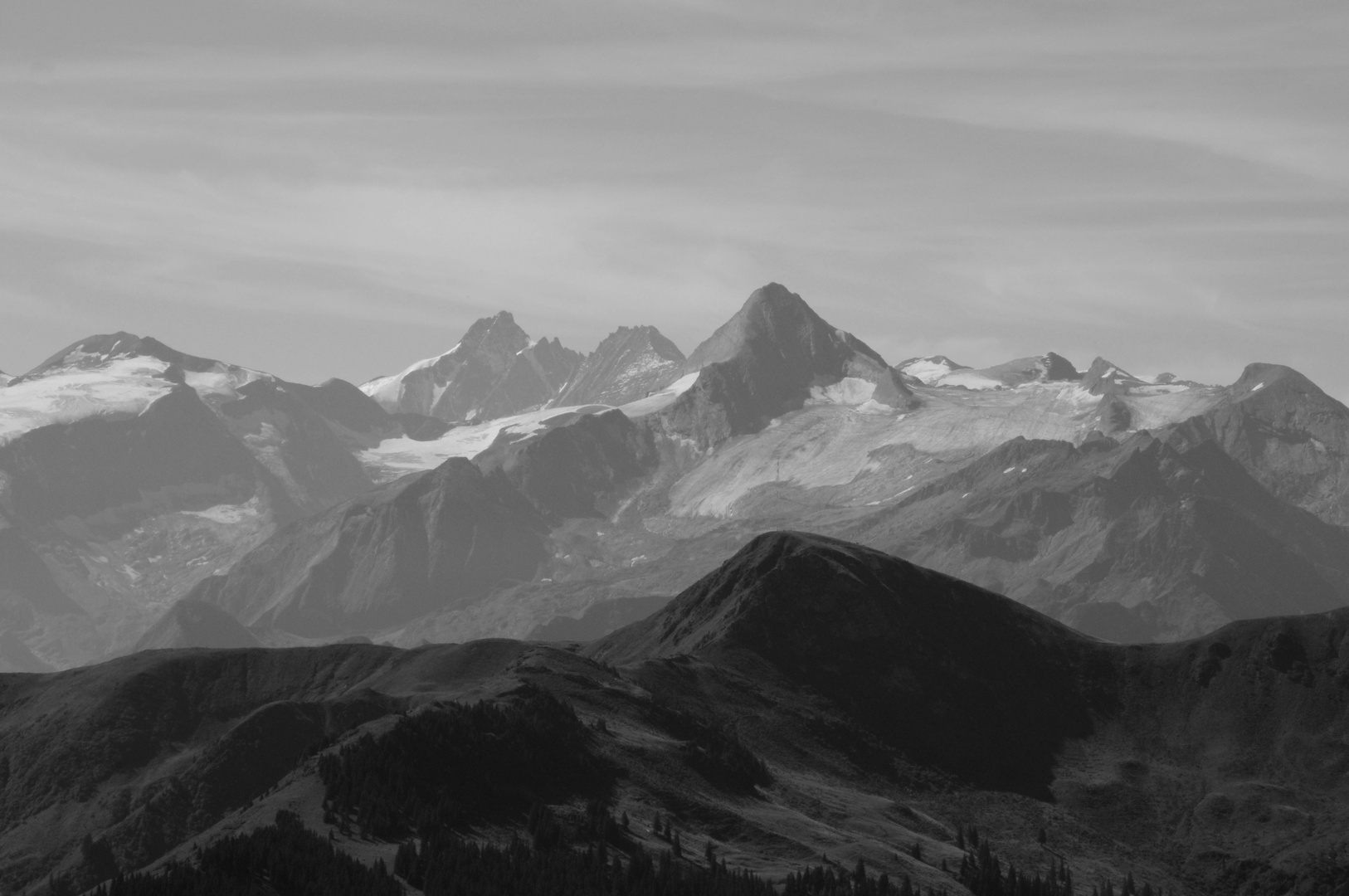 Blick auf das Kitzsteinhorn und Grossglockner