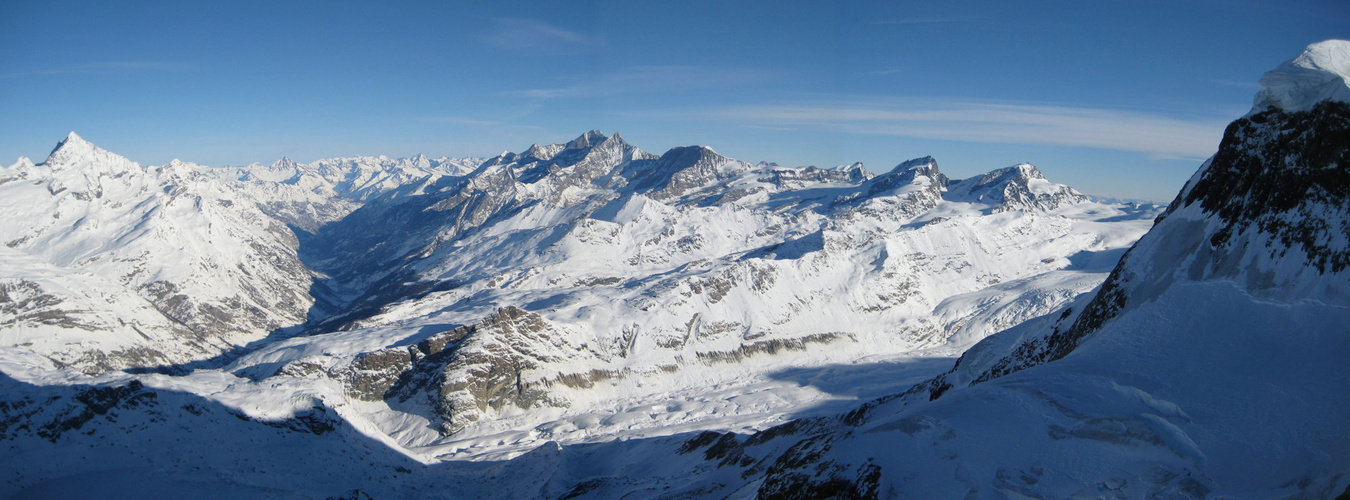 blick auf das mattertal und den gornergletscher