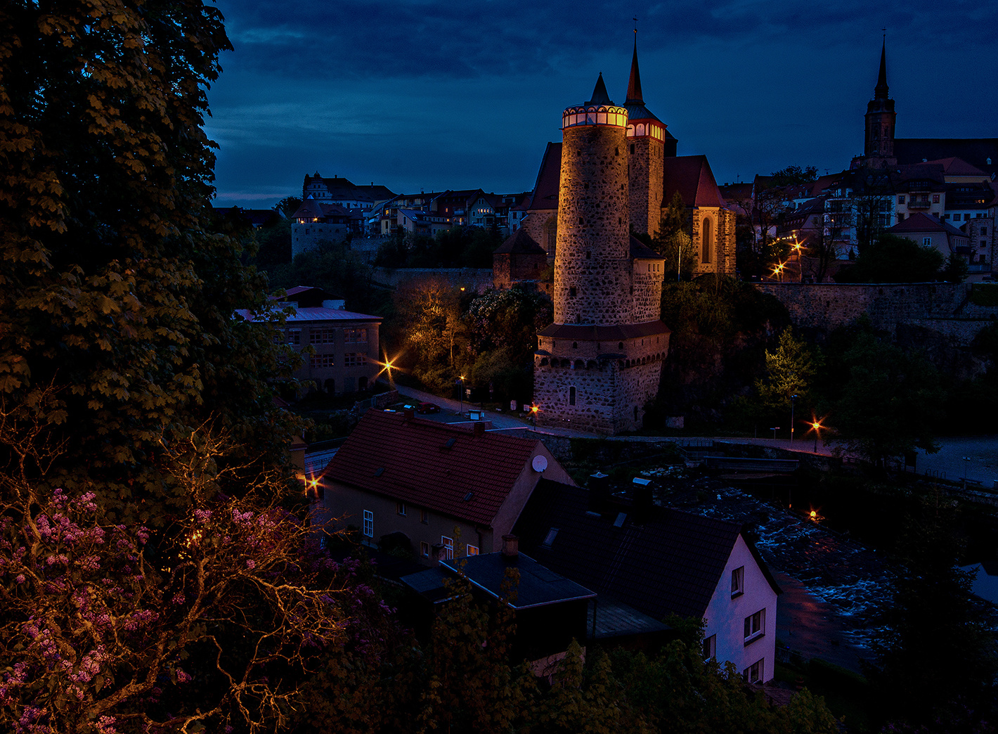 Blick auf das nächtliche Bautzen