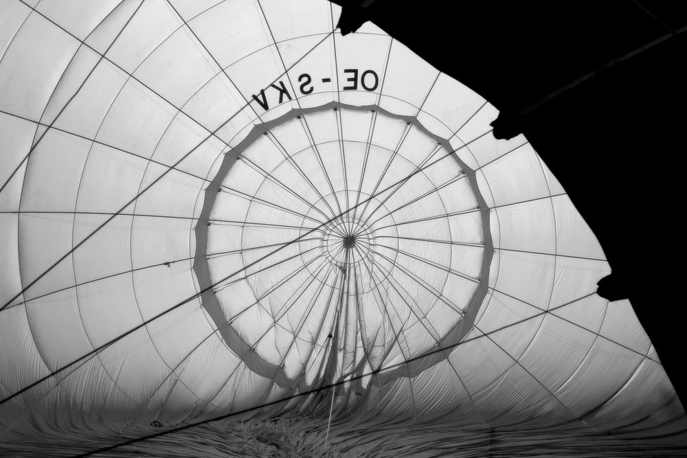 Blick auf das Parachute des Heißluftballons