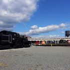 Blick auf das Roundhouse des N.C. Transportation Museum, Spencer, NC, USA