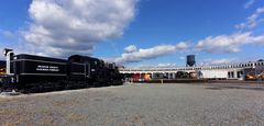 Blick auf das Roundhouse des N.C. Transportation Museum, Spencer, NC, USA