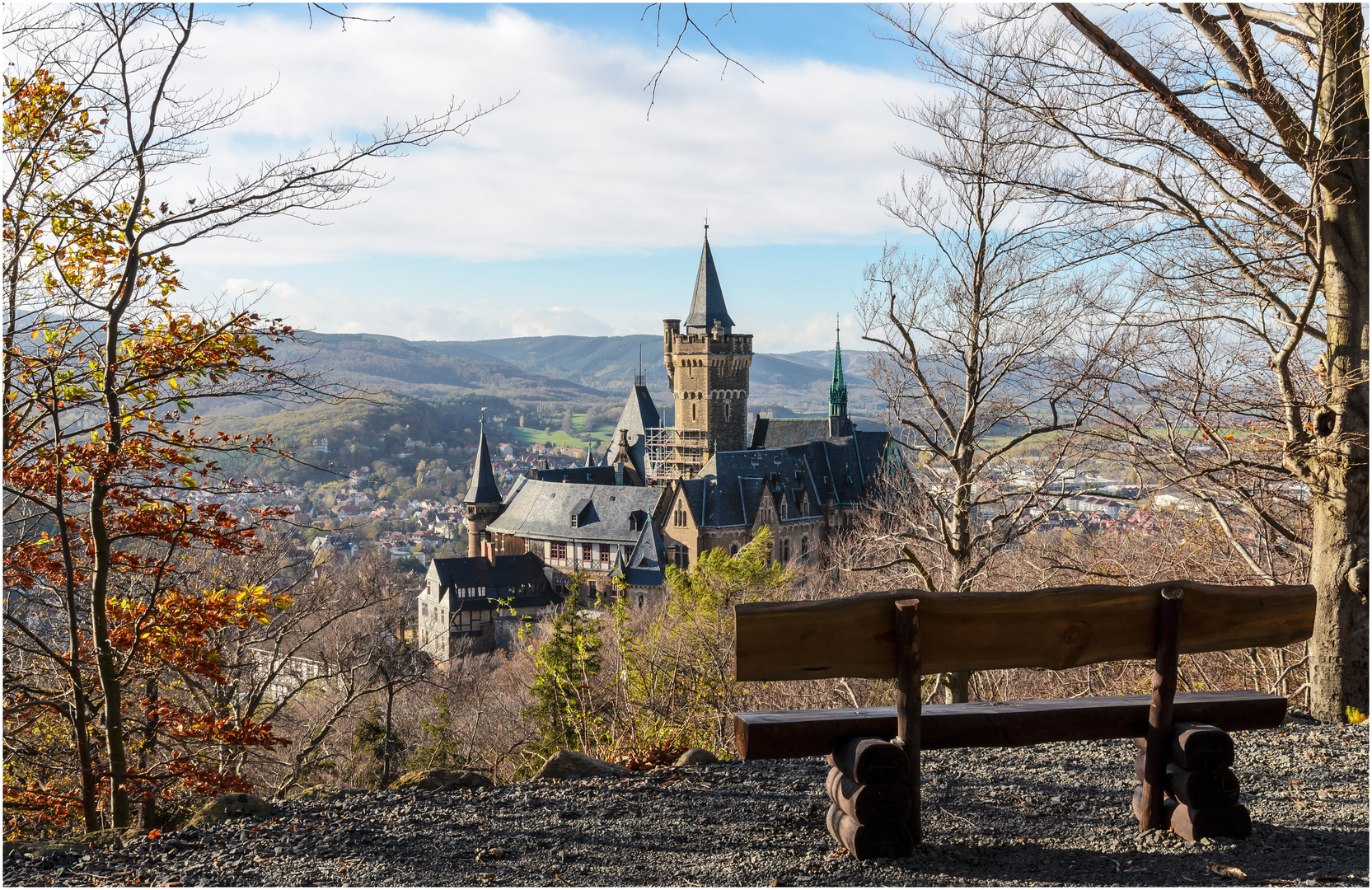 Blick auf das Schloss Wernigerode im Spätherbst