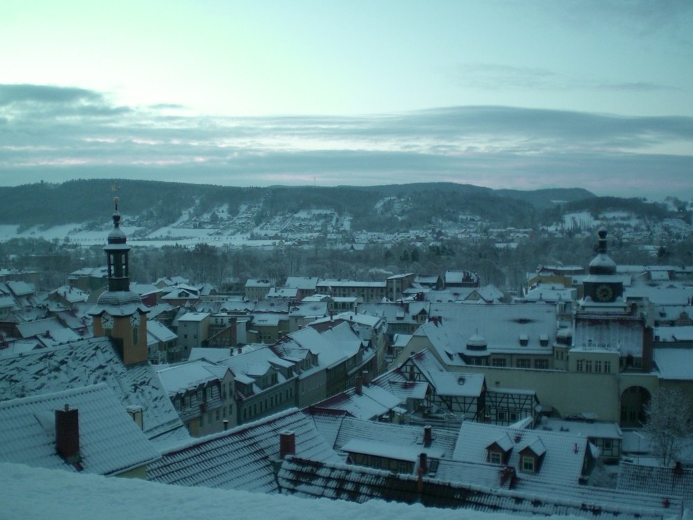 *~-Blick auf das winterliche Rudolstadt von Schloss Heidecksburg aus-~*