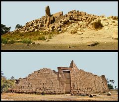 Blick auf den 1. Pylon vom Ramesseum von beiden Seiten…