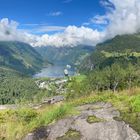 Blick auf den Geiranger Fjord, Norwegen