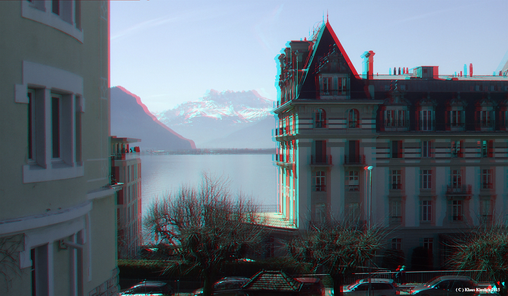 Blick auf den Genfer See aus der Altstadt von Montreux