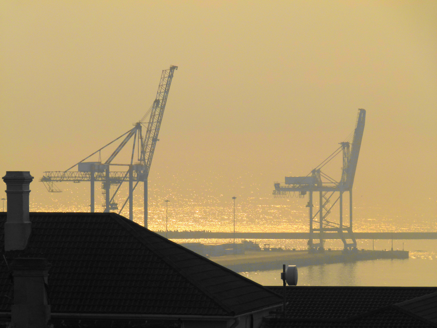 Blick auf den Hafen im ersten Licht