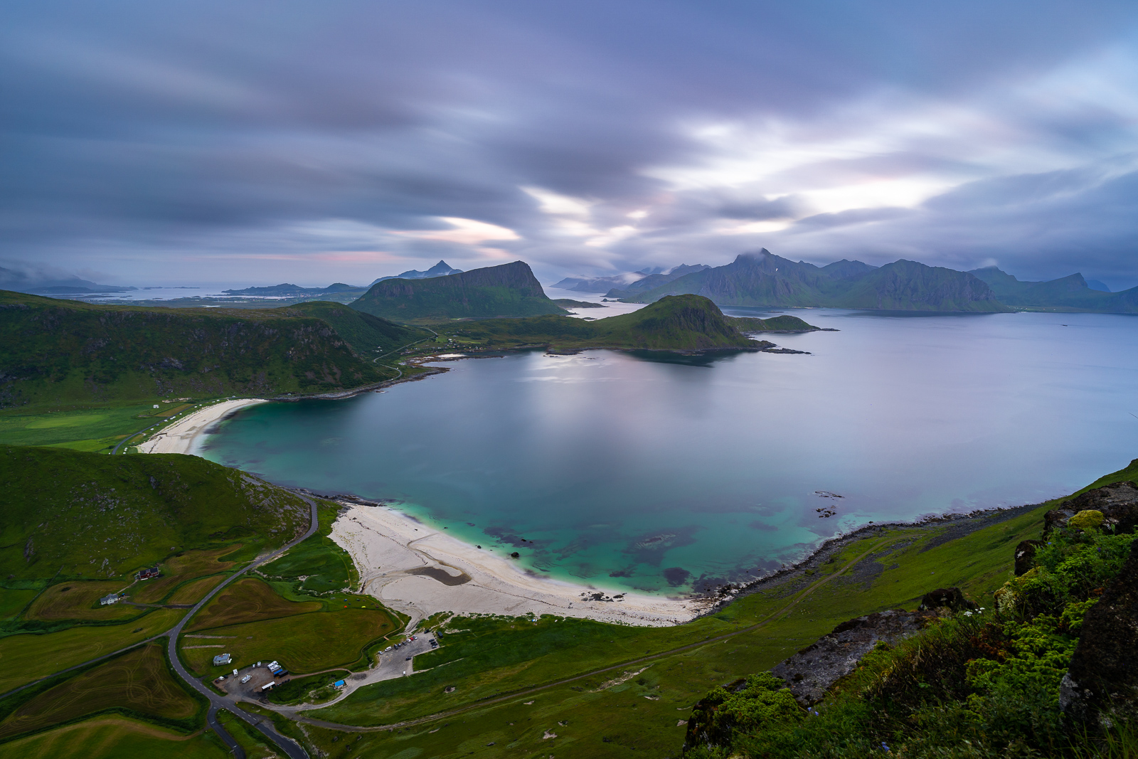 Blick auf den Haukland Beach