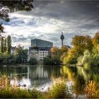 Blick auf den Kaiserteich und Schwanenspiegel Düsseldorf