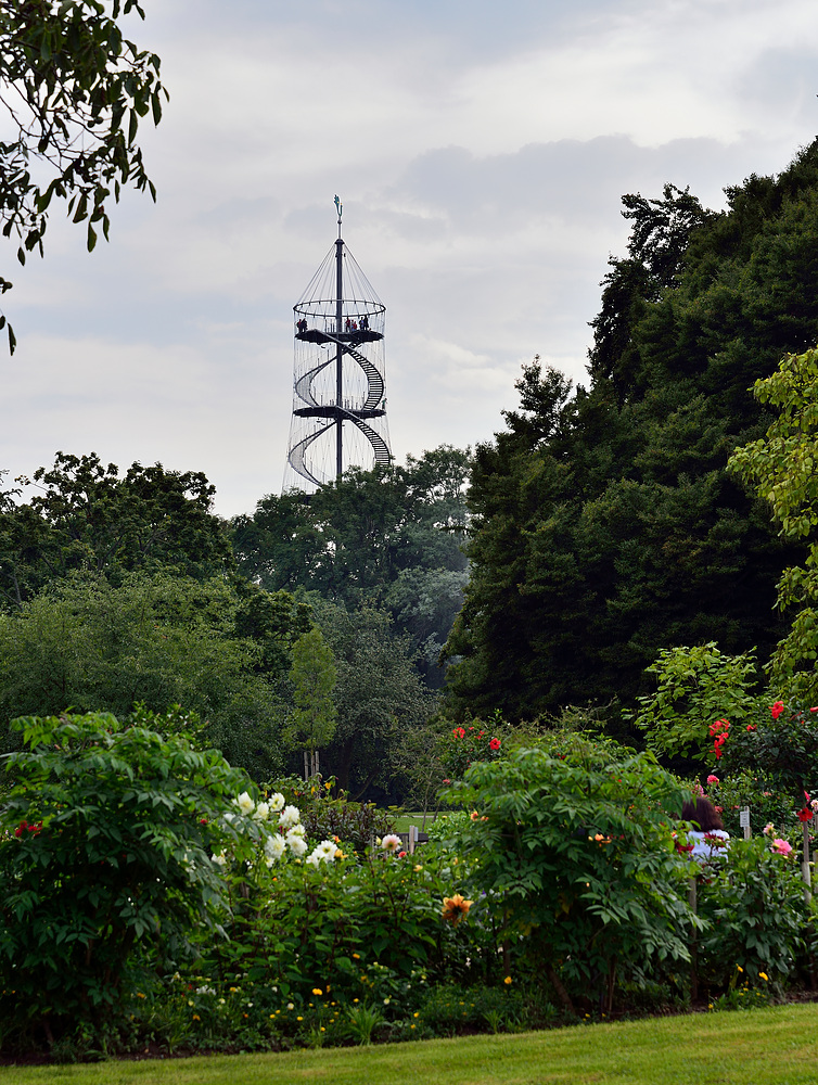 Blick auf den Killesbergturm vom Park aus.