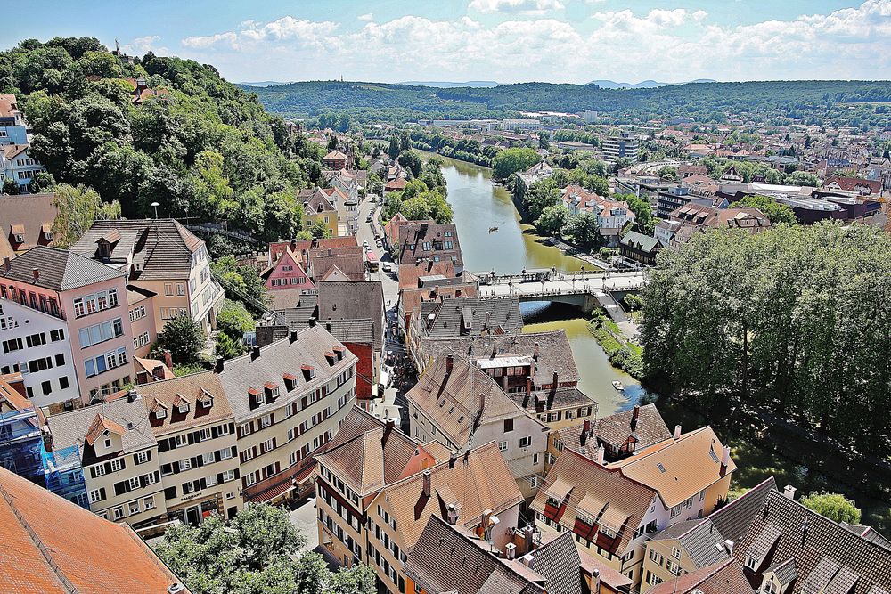 Blick auf den Neckar - von der Stiftskirche