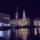 Blick auf den Rathausplatz mit Weihnachtsbaum in Hamburg