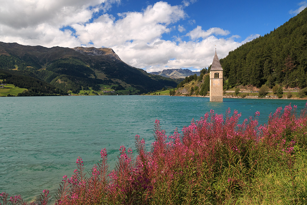 Blick auf den Reschensee