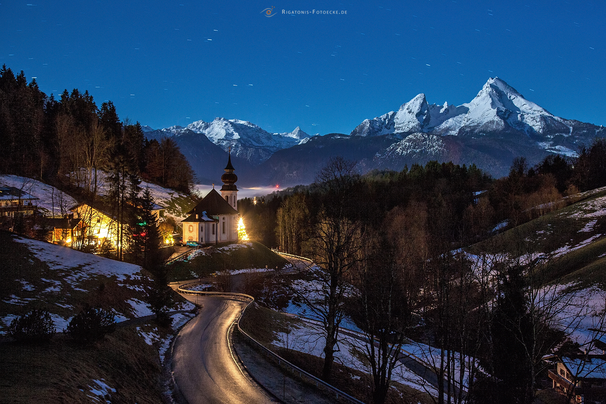 Blick auf den Watzmann bei Vollmond