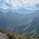 Blick auf die Allgäuer Berge im Gegenlicht