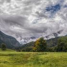 Blick auf die Allgäuer Hochalpen im Herbst