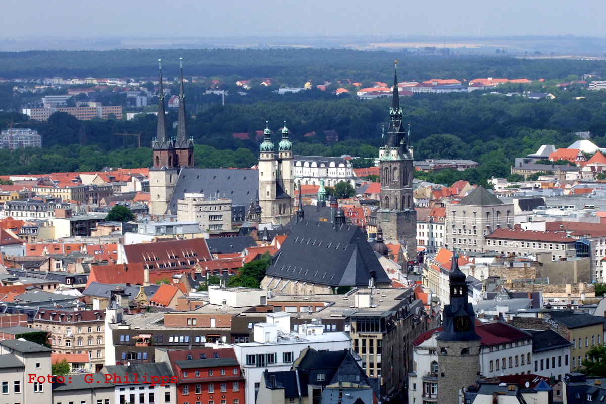 Blick auf die Altstadt von Halle