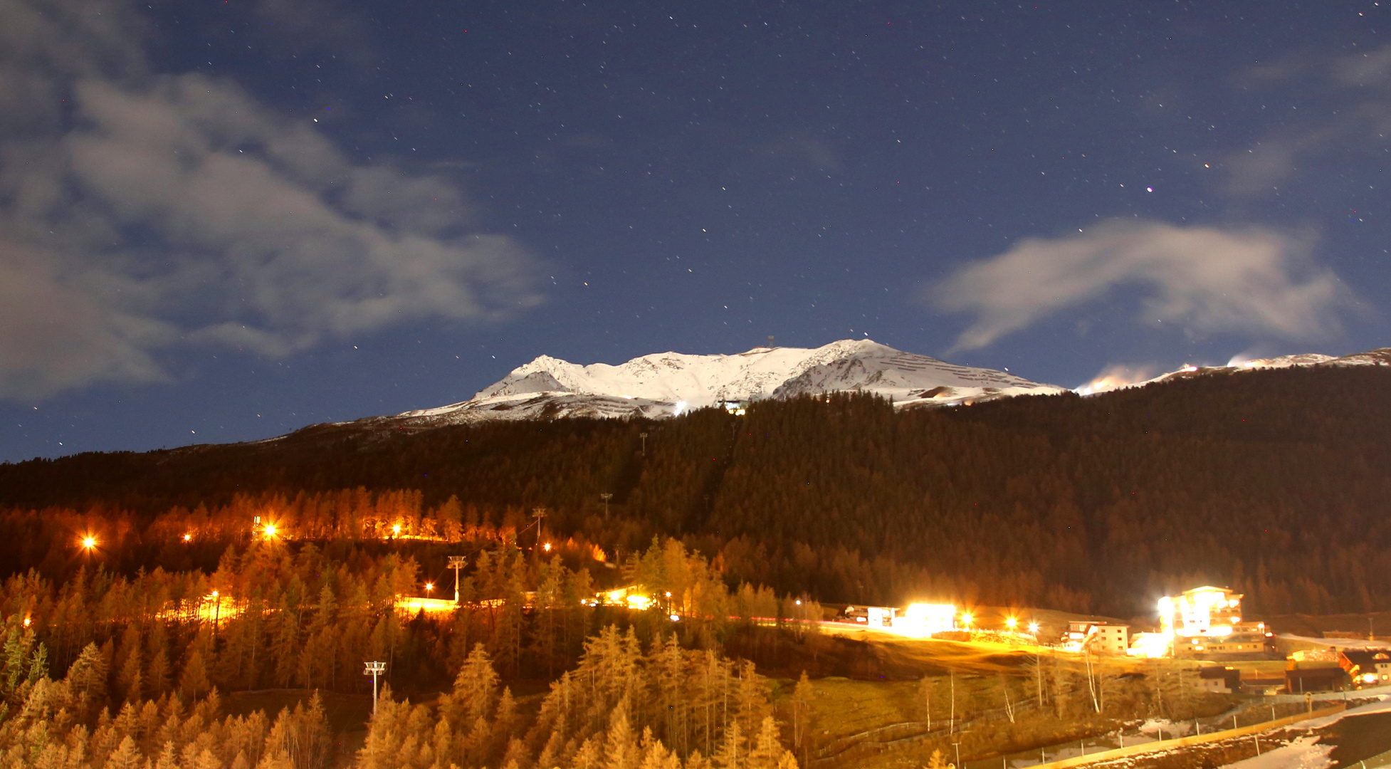 Blick auf die Berge am Abend in Sölden