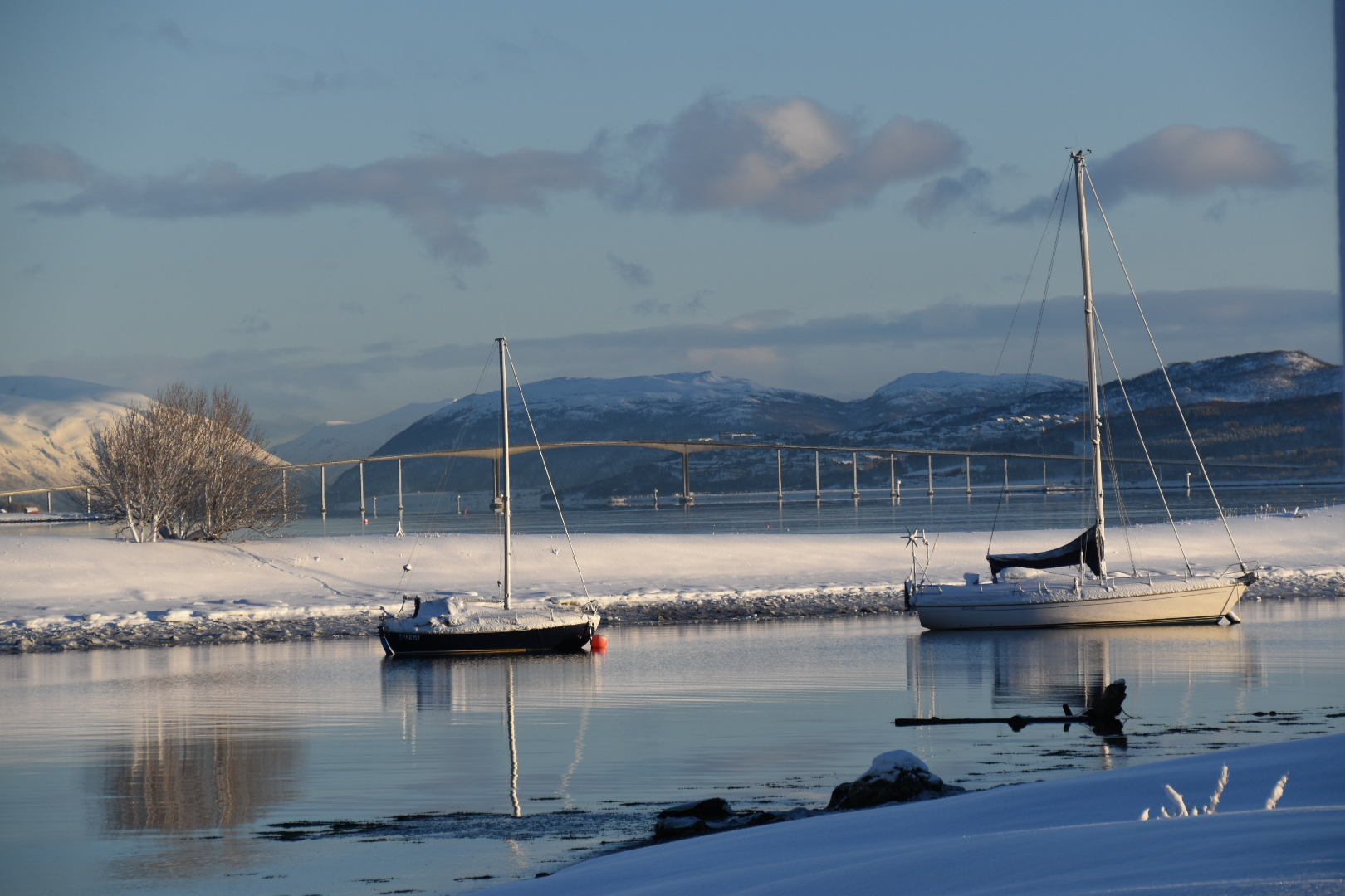 Blick auf die Brücke nach Tromsø