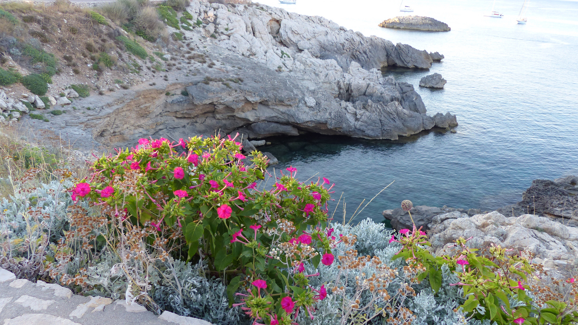 Blick auf die Cala Lliteras im Abendlicht