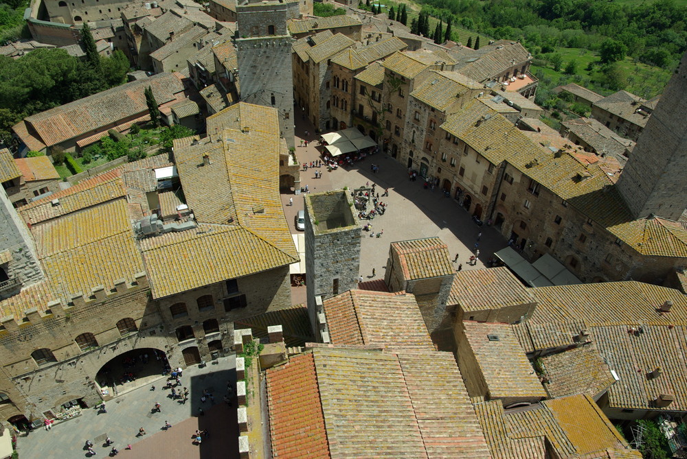 Blick auf die Dächer von San Gimignano