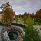 Blick auf die Donauquelle und Schloss in Donaueschingen