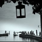 Blick auf die Einfahrt zum kleinen Hafen der Punta San Vigilio