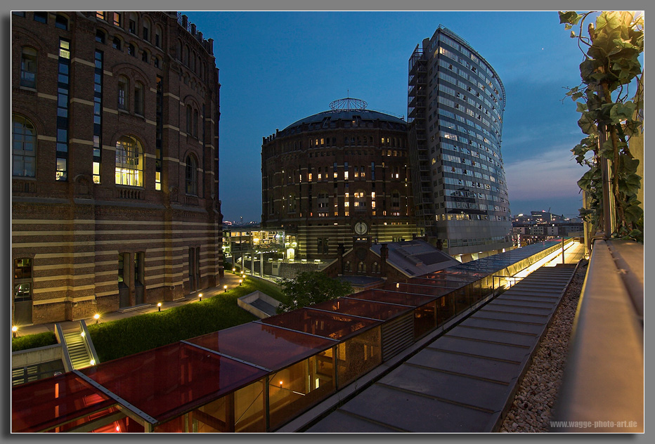 Blick auf die Gasometer