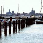 Blick auf die Hafencity und Altstadt von Stralsund