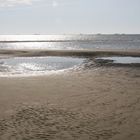 Blick auf die Hallig Langeneß von der Nordseeinsel Föhr aus