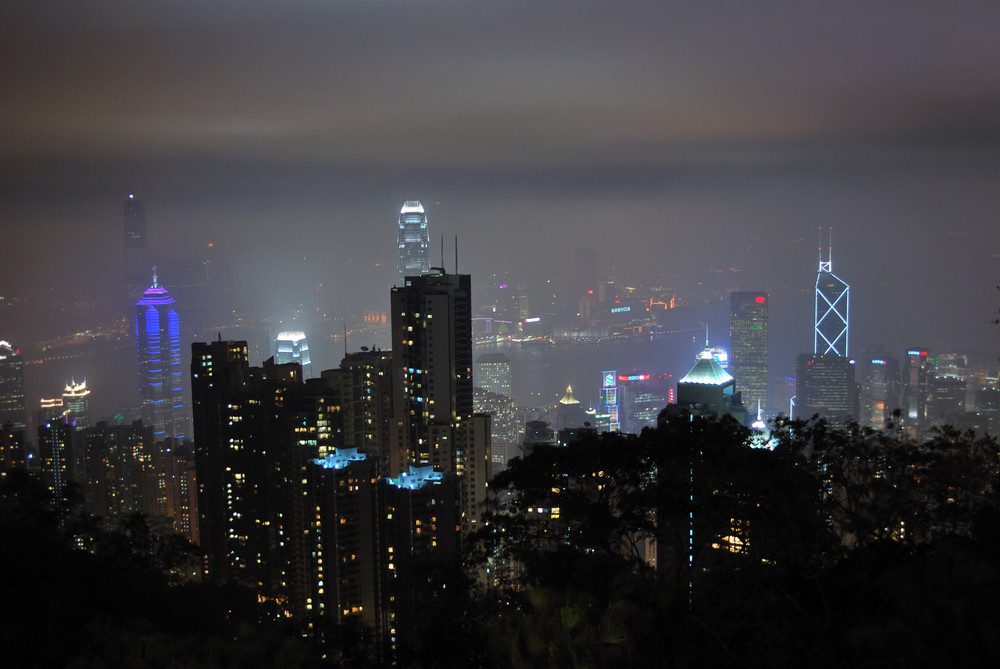 Blick auf die Innenstadt von Hong Kong Island (Sicht vom Peak)